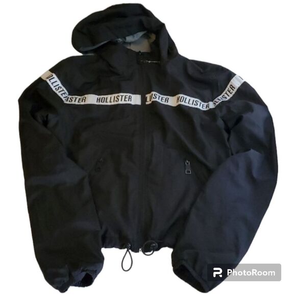 Hollister jacket womens size xs x-small black lightweight windbreaker - Picture 1 of 16